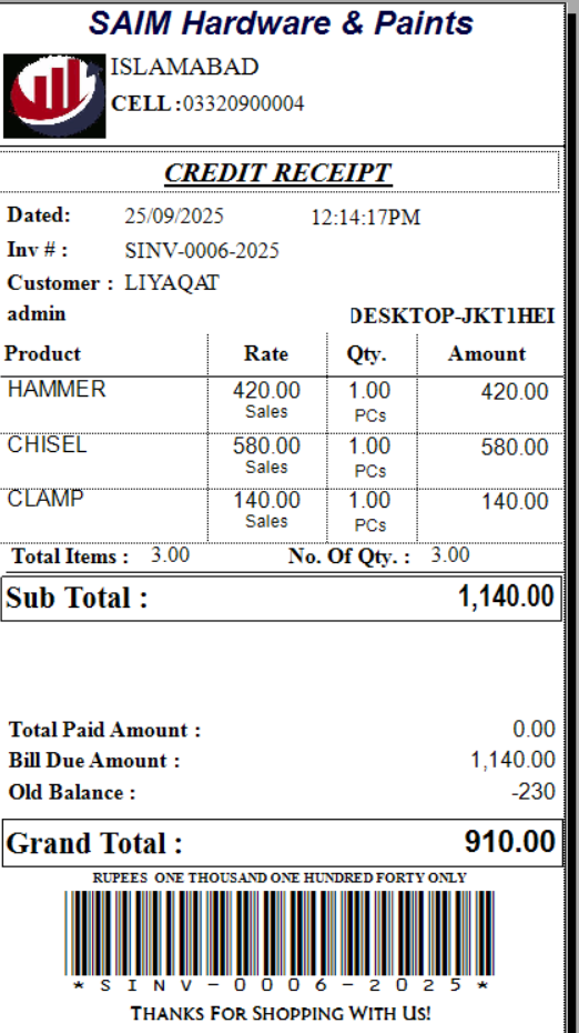 CREDIT BILL 3INC